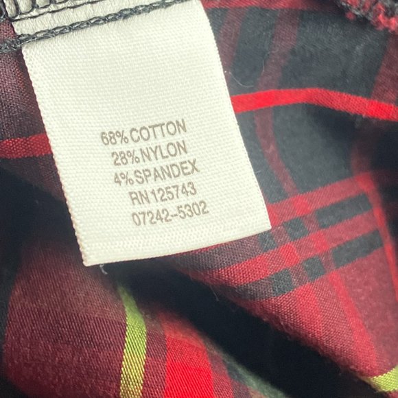 CJ Banks 2X Red Green Plaid Snap Button Front Stretch Cotton Blend Top Plus - Picture 4 of 4